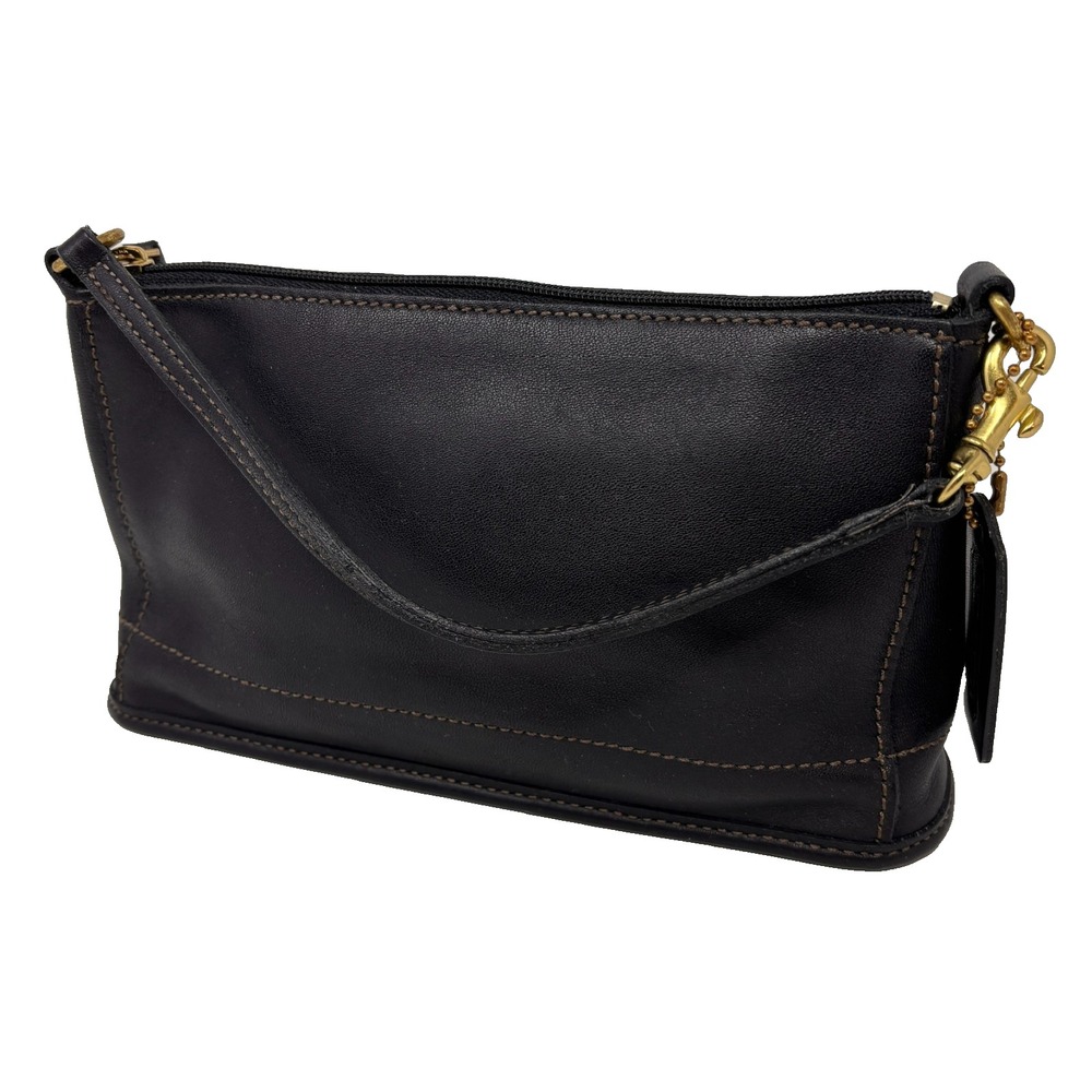 COACH 9311 Demi Bleecker Bag Black Leather Purse Vintage Baguettee USA E0C-9311